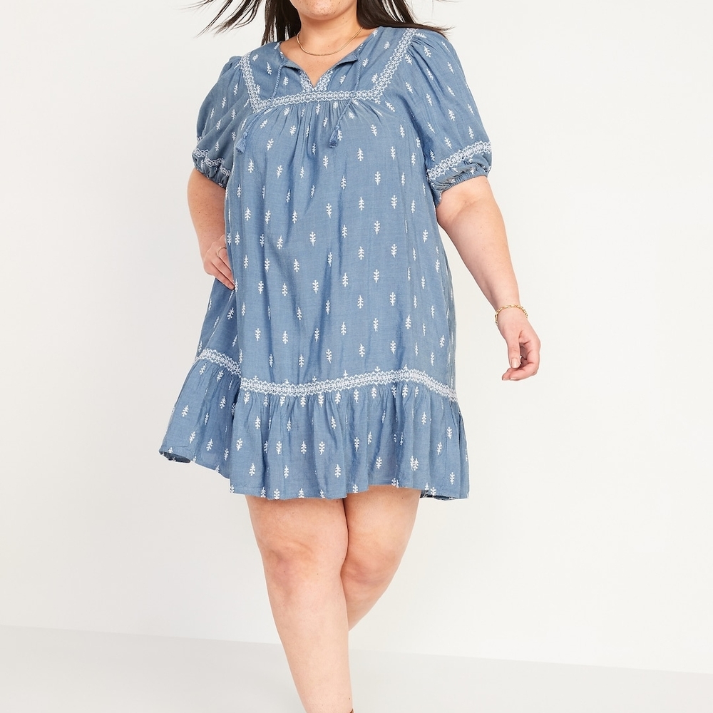 Old Navy Blue Dress with White Accents